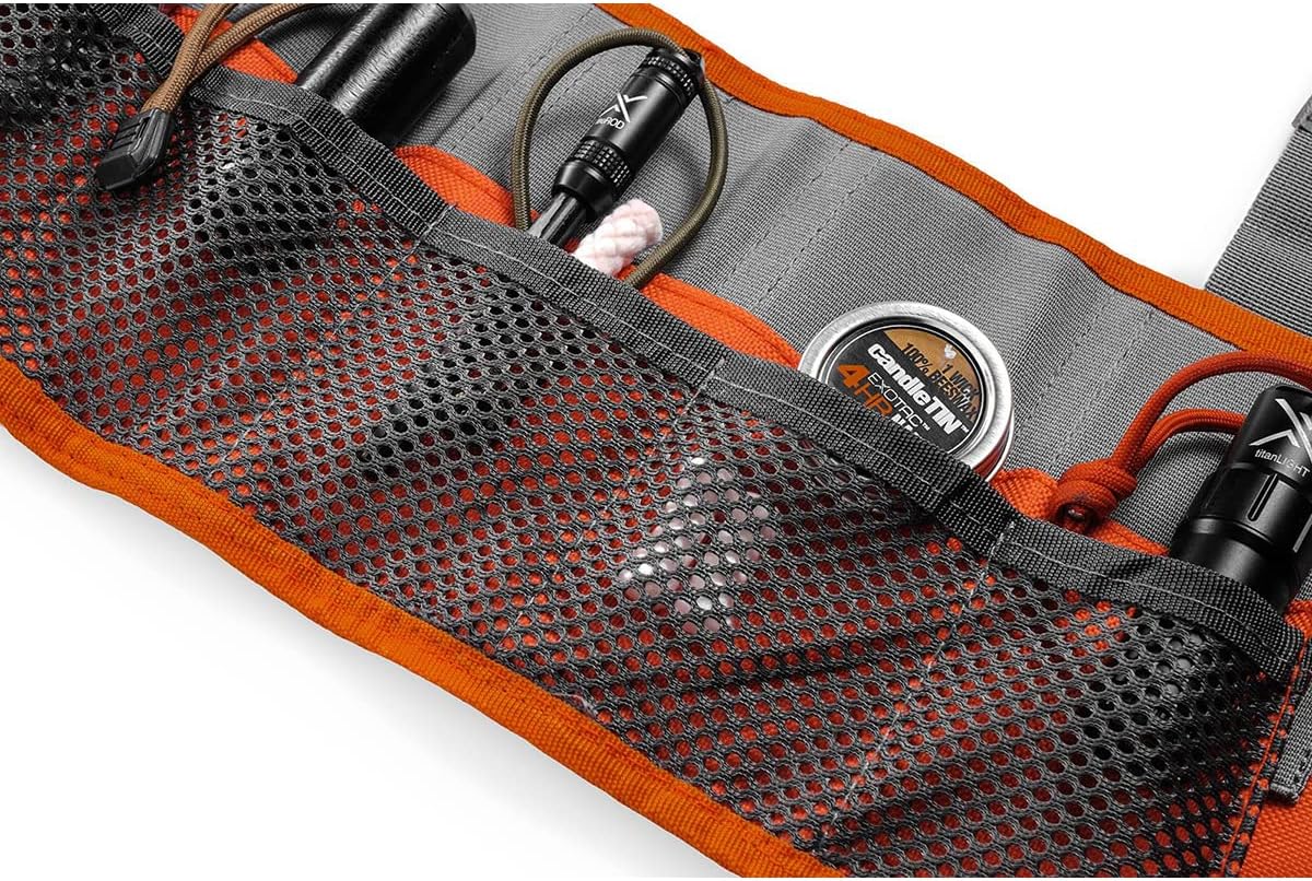 Exotac toolROLL Compact Carry Tool Storage Solution for Fire-Starting Gear, Knives, and Multi-Tools with Five Quick Access Elastic Mesh Slip Pockets and Hook and Loop Closure