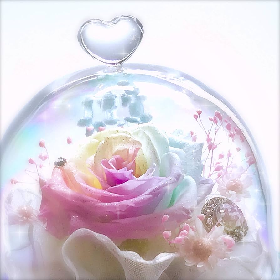 高級プリザーブドフラワー】パステルレインボーローズ フレーム