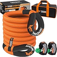 TireQuik Kinetic Recovery Rope 1-1/8" x 30ft 51,500lbs - Heavy Duty Offroad Snatch Strap Kit with 2 UHMWPE Soft Shackles for Trucks SUVs UTVs ATVs
