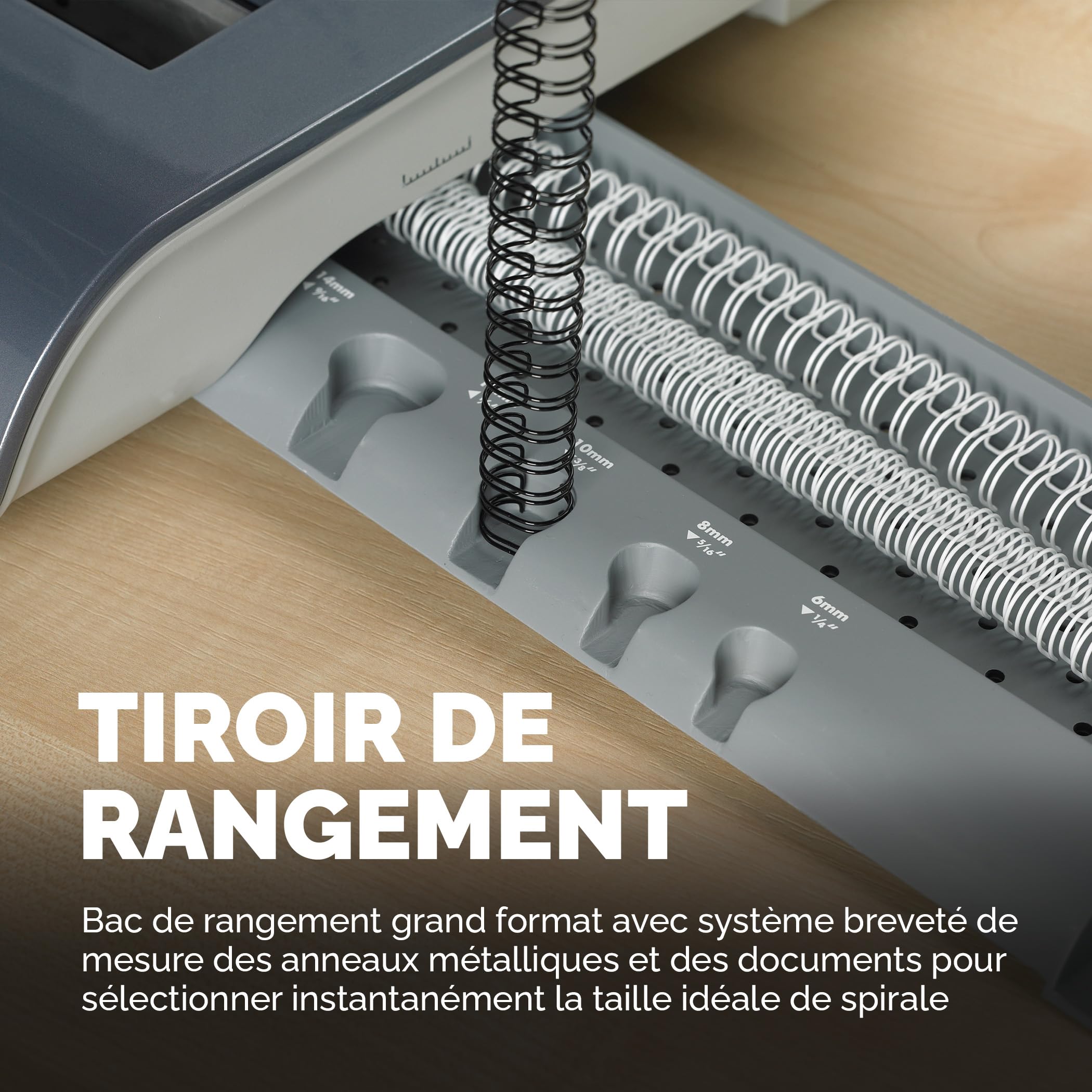 Fellowes Quasar+ Machine à relier 130 feuilles perforation manuelle anneaux métalliques Argent