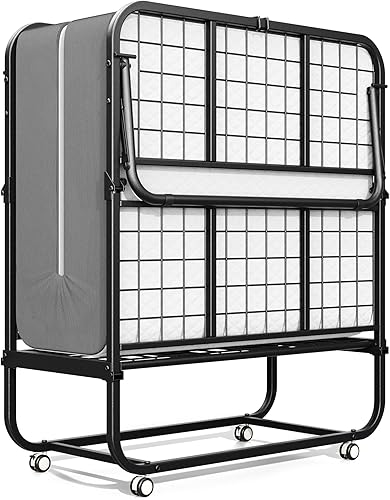 INTERGREAT Cama plegable con colchón, colchón de espuma viscoelástica de 75 x 31 pulgadas de grosor, camas portátiles de tamaño cuna para adultos,