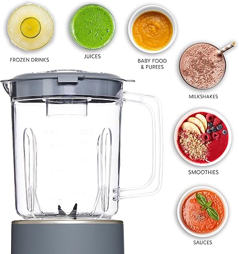 Miniatura 4 de COOK WITH COLOR Batidora de 300 vatios potente control de 2 velocidades con pulso, cuchillas de acero inoxidable de 4 puntas, frasco de 25 oz (25.4