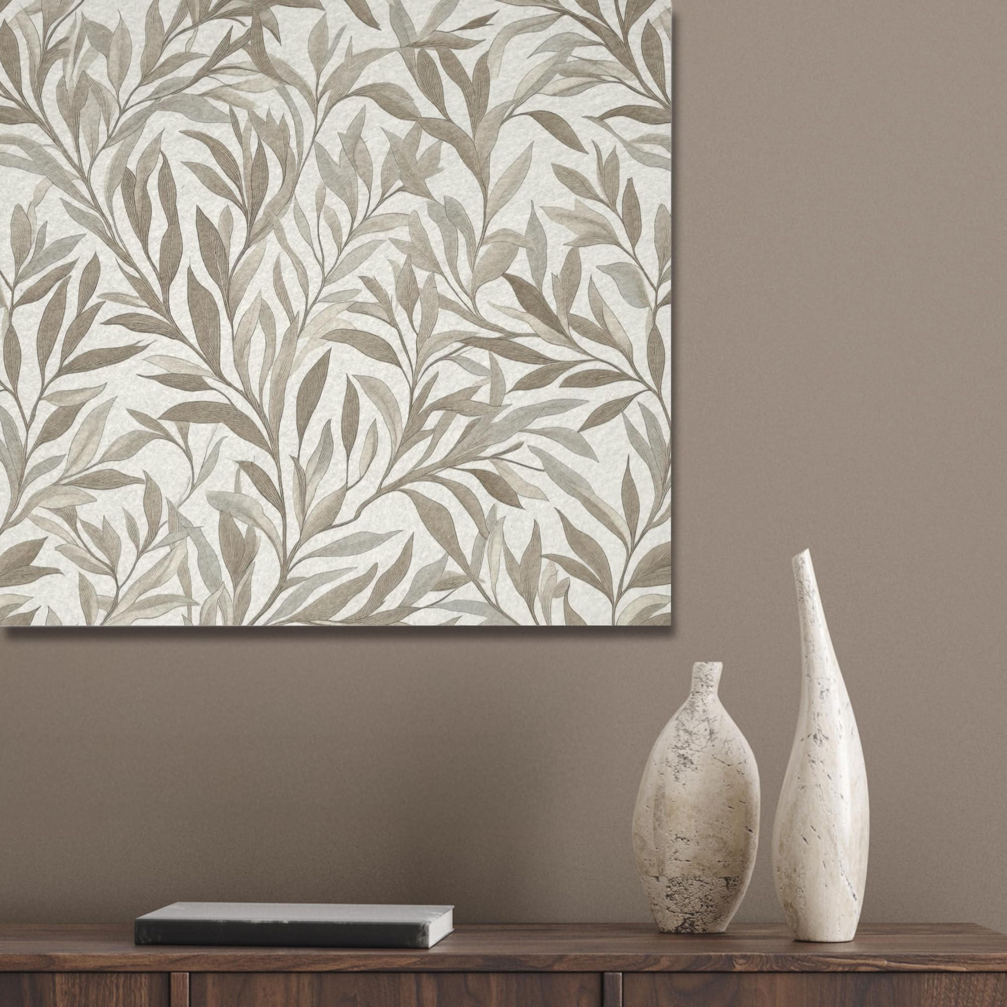 "MuchoWow© Insonorizar Habitacion 60x90 cm Paneles Acusticos Acoustic Panel Insonorizante Pared Insonorizacion Decoracion Cuadros Decorativos Ramas - Botánico - Topo"