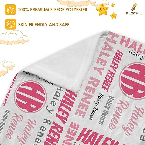 Miniatura 4 de FLOCHIL Manta de bebé personalizada para niñas, manta de bebé personalizada con nombre, manta de bebé personalizada con monograma, regalo para baby