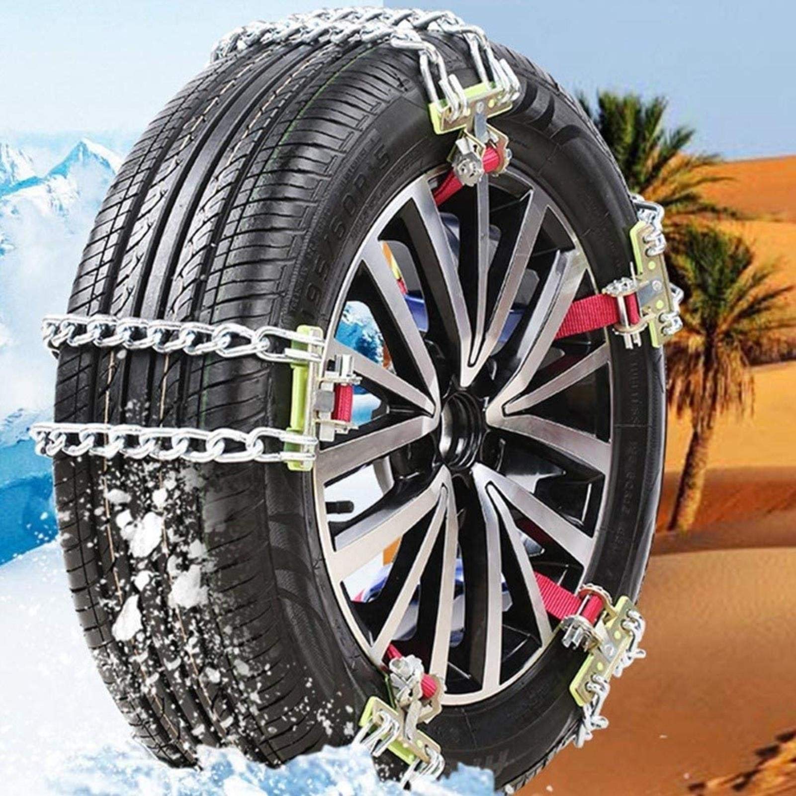 Schneeketten, Winter Schneeketten für Auto Rad Tyres Autoreifen Schneekette Universalauto Offroad Van SUV Schlamm Schnee rutschfeste Notfall-Schneereifenketten, 4er-Set
