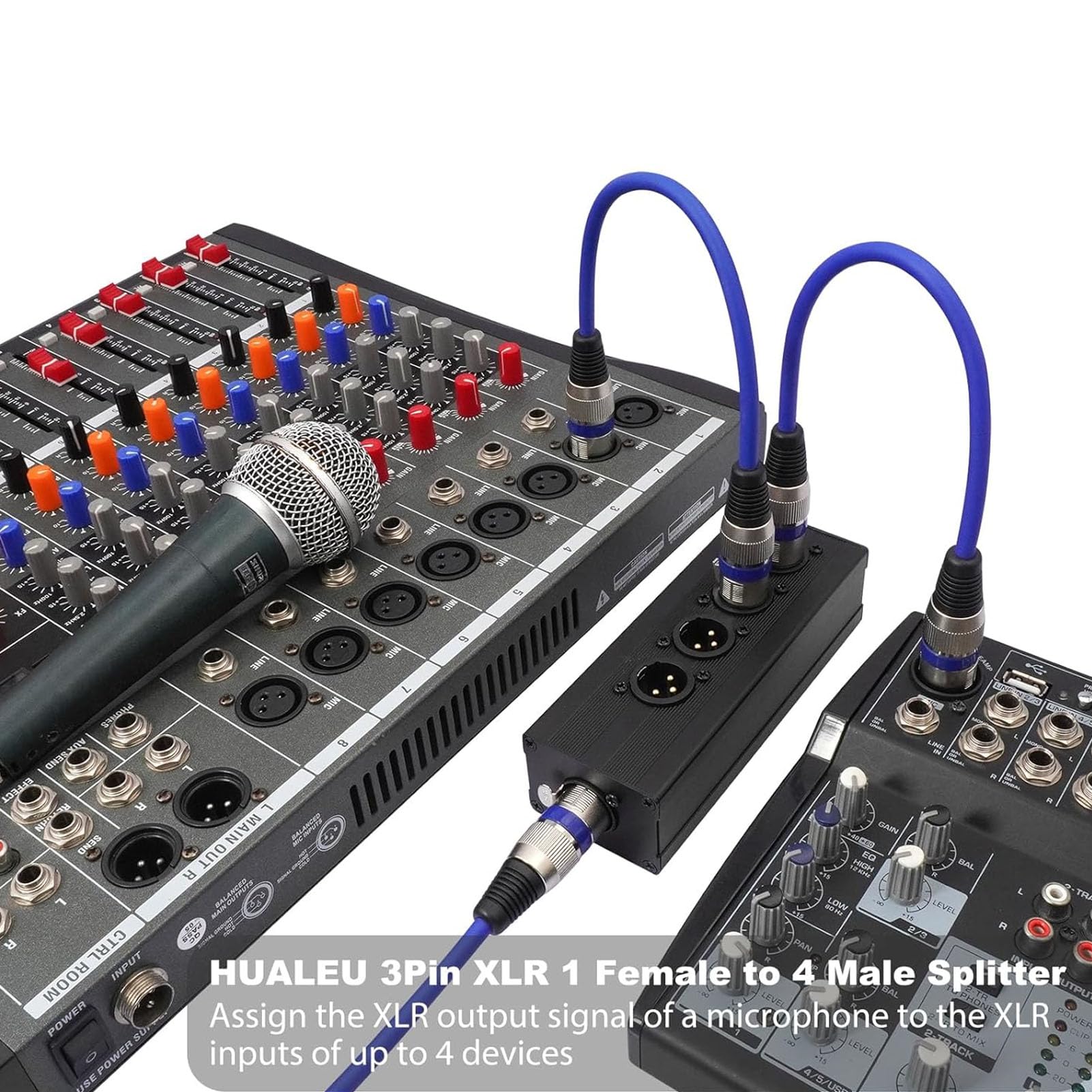 Boîtier Répartiteur XLR, Distributeur de Signal équilibré 1x4 XLR Femelle vers Mâle, Boîtier en Alliage D'aluminium et Contacts Plaqués or, pour Système de Sonorisation de