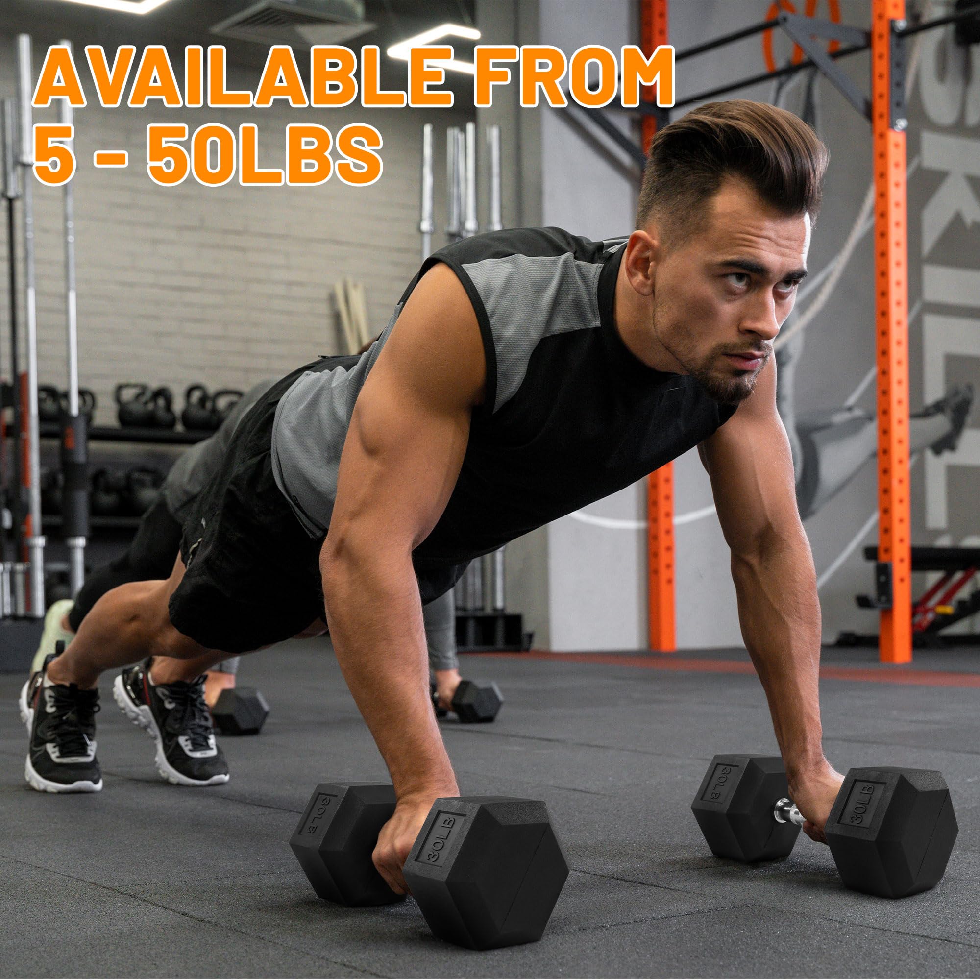 Rubber Coated Hex Dumbbell Set with Storage Rack, 100/150/200/550 LB Hand Weight Set with Anti-Slip Grip for Home Gym