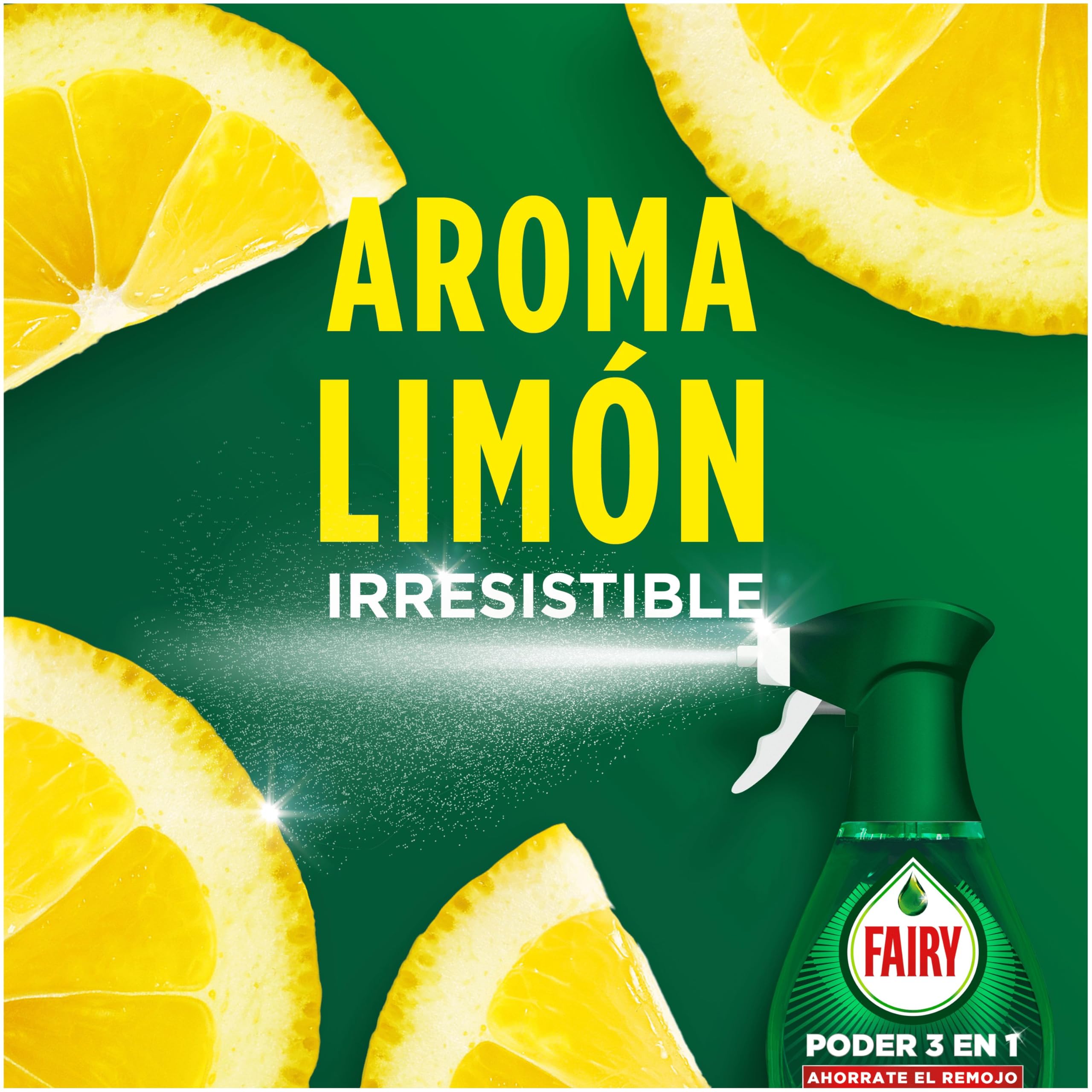 Fairy Poder Sin Remojo Limón Spray Recambio, Vajilla y Cocina, Antigrasa, 2000ml, Paquete de 4