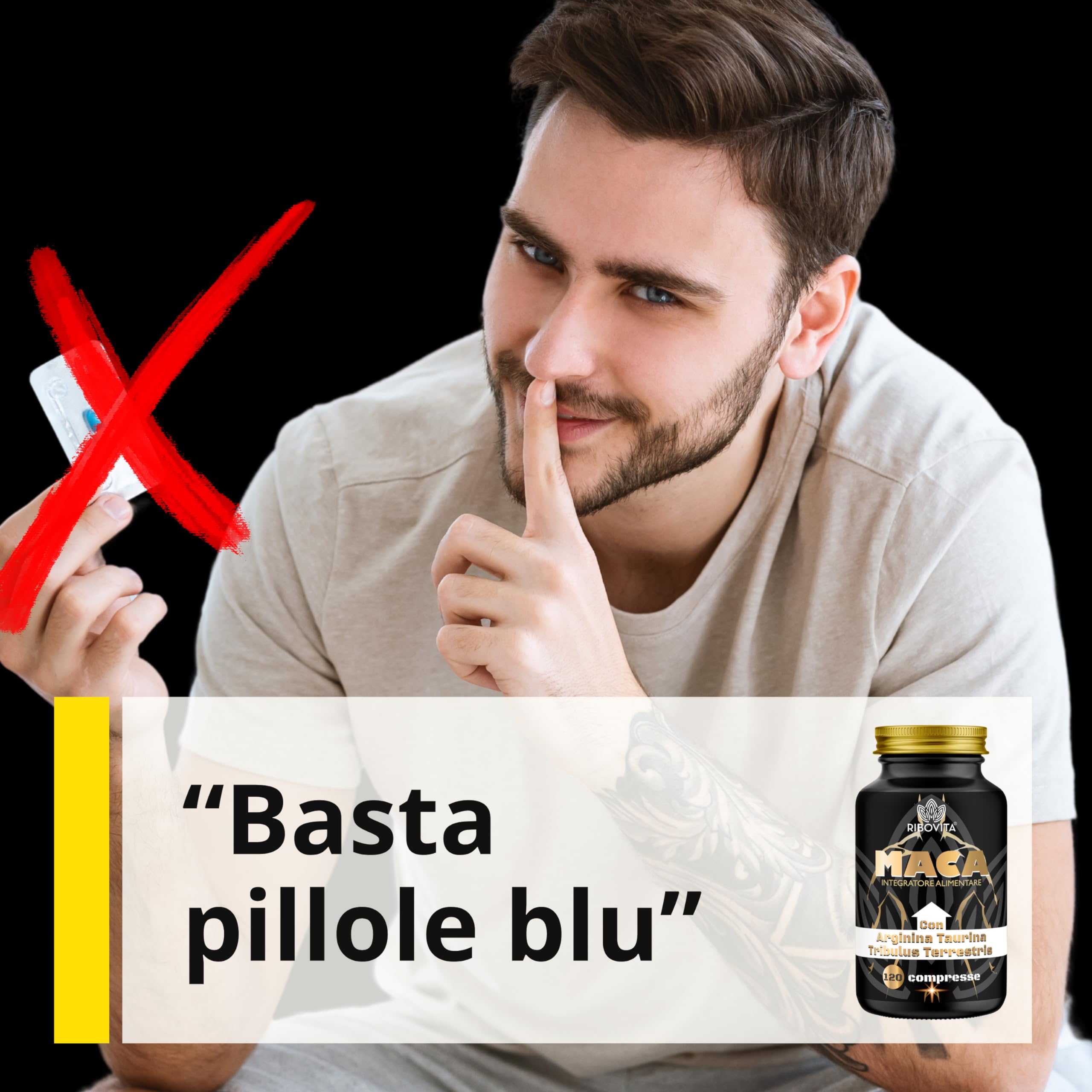 Maca Peruviana Nera 11.500mg con Taurina, Arginina e Tribulus - Integratore Energia Uomo per Forza Fisica e Stamina - 120 Compresse Made in Italy - Formula con 14 Attivi per Sport e Lavoro Intenso