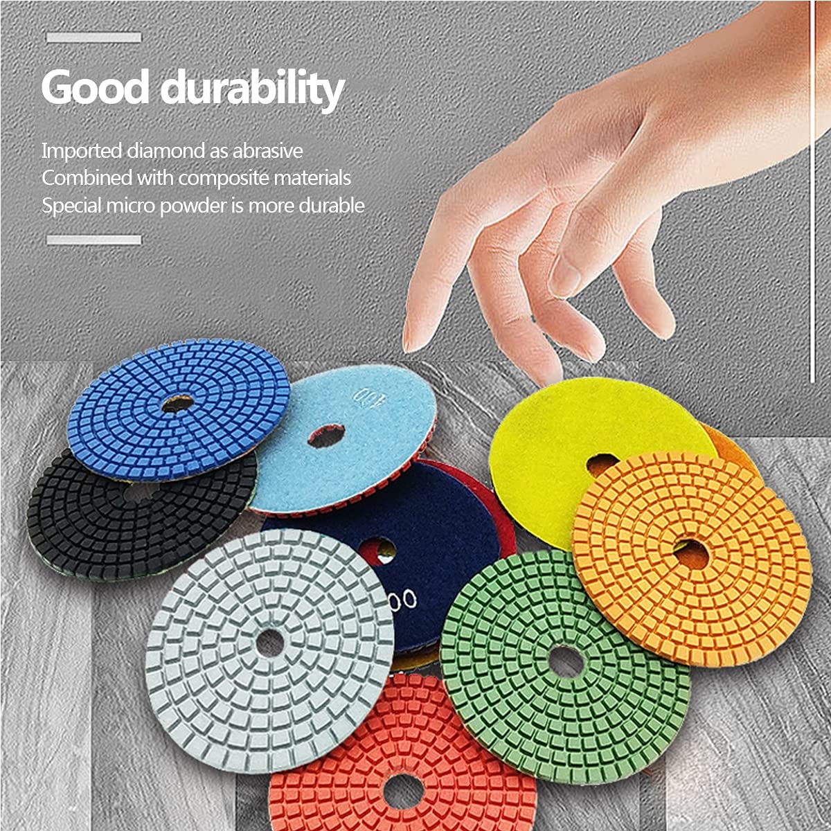 Lucidatura Auto Set 7 Pezzi Tamponi Lucidanti Diamantati Professionali 4" WET/DRY + Supporto Per Trapano Tamponi Diamantati Wet/dry Professionali