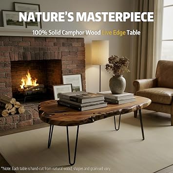 Wood Coffee Table - Live Edge Coffee Table - Natural Wooden Coffee Tables for Living Room