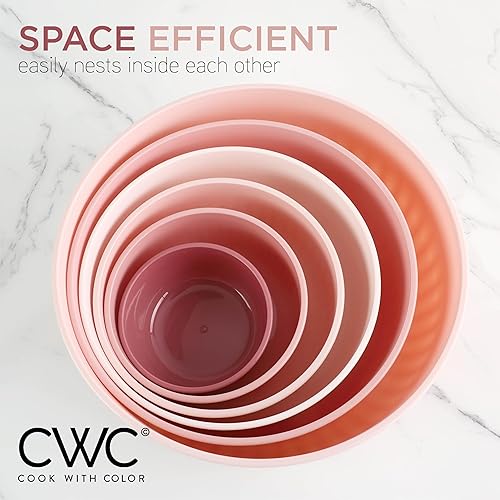 Vista 237 de COOK WITH COLOR - Juego de tazones de preparación profundos con tapas, para mezclar, de plástico, pequeños y apilables (color rosa/gris)