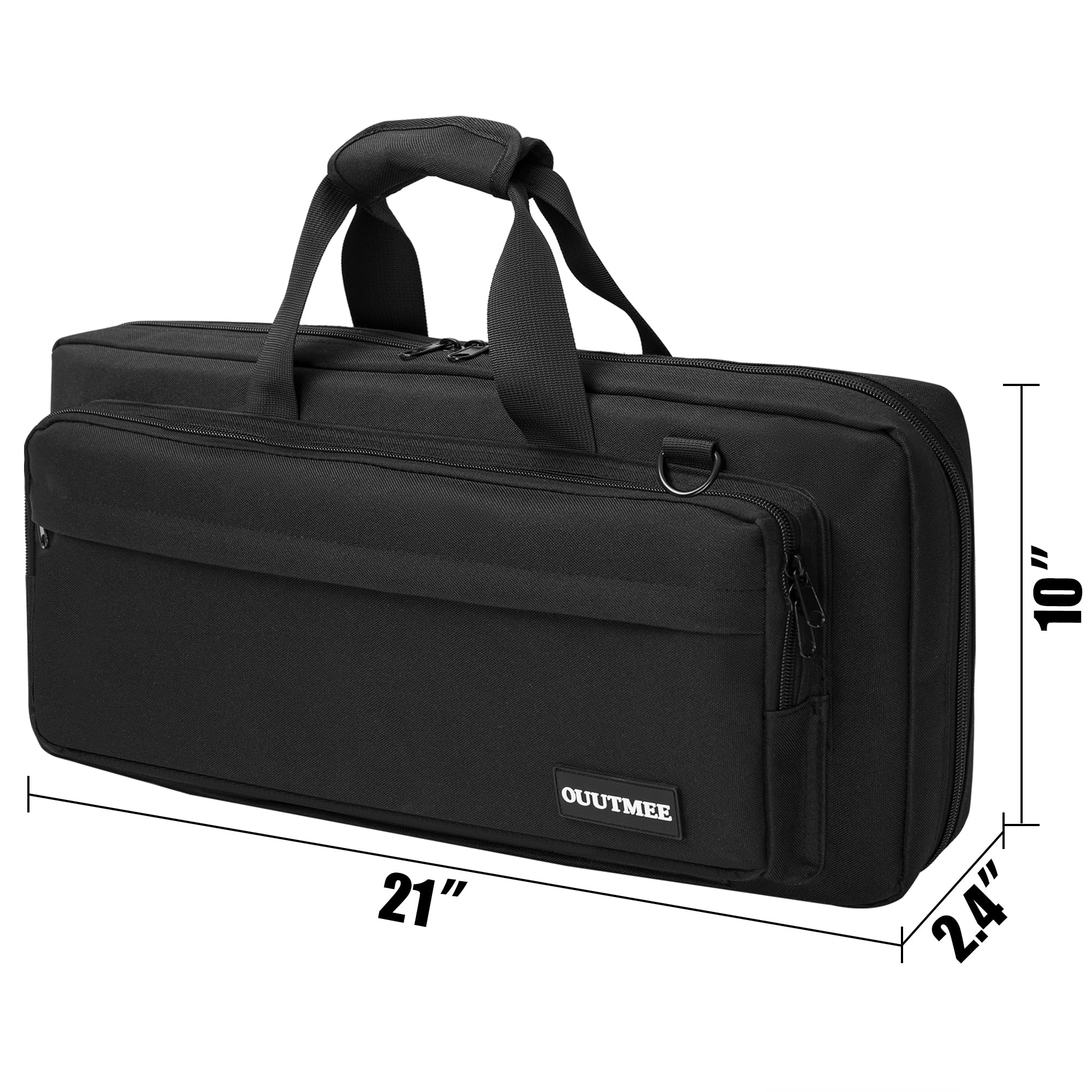 Tuta per Coltelli da Cucina, 16 Compartimenti, Portatile e Professionale con Maniglia e Cintura Spalle, 53 x 25 x 6 cm, Nero
