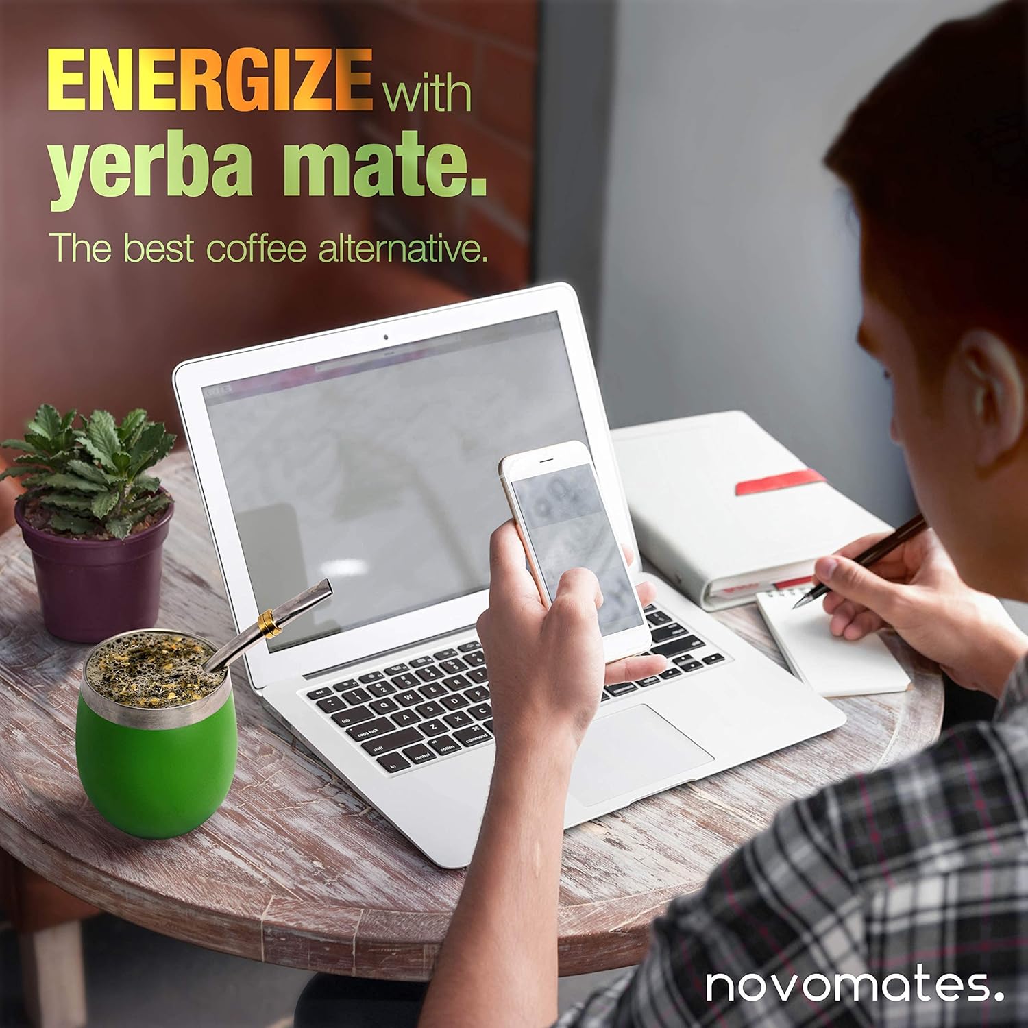 Novomates [NEW Mate Cup and Bombilla Set - Mate Gourd - Includes Double Wall Stainless Steel Yerba Mate Tea Cup with Stanley Steel Mate Straw – Bombilla Mate and Mate Tea Cup 8oz (237ml) (Green) - Image 2