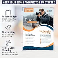 Vista 4 de Soporte para pared de acrílico con gancho y adhesivo para colocar cartel, Transparente