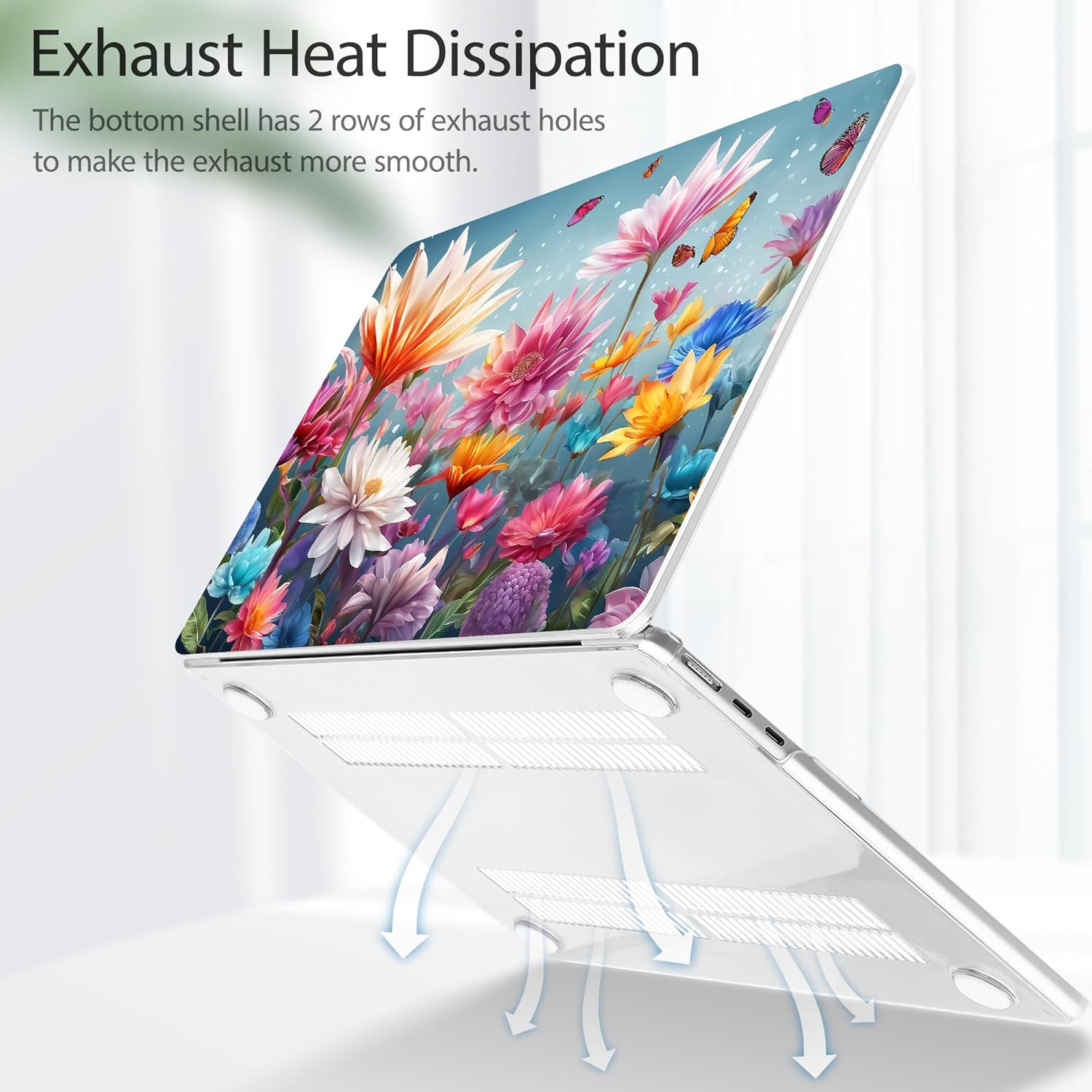 Tuiklol for 2025 2024 2023 MacBook Air 15 inch Case M4 M3 M2 Chip, Model A3241 A3114 A2941 Hard Shell Case with Keyboard Cover & Screen Protector for MacBook 15.3'' Cover,Multicolored Floral - Image 4