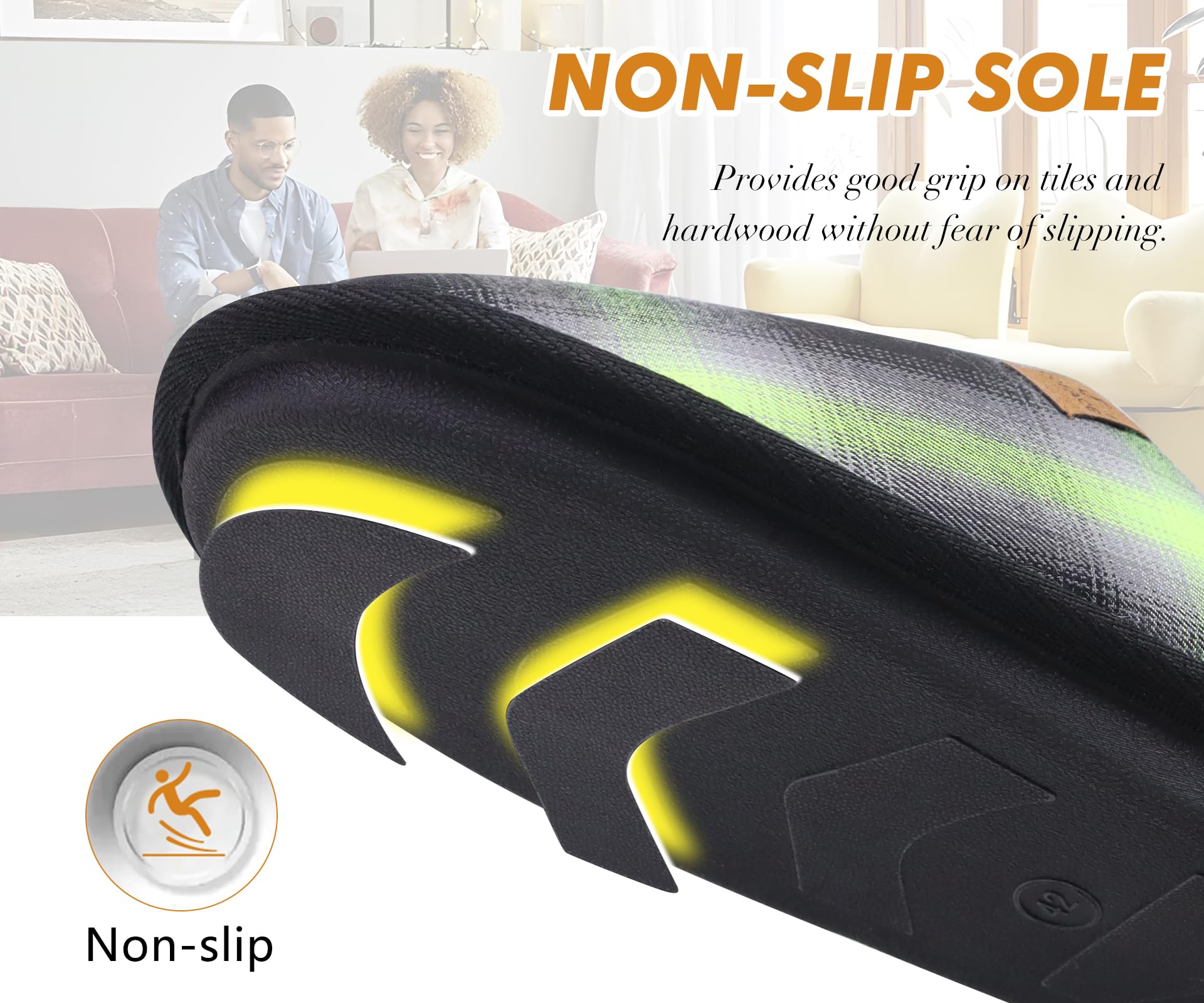 Pantofole da Uomo Invernali Plaid, Comoda Memory Foam Calde Scarpe da Casa in Lana con Suola Antiscivolo 40-47