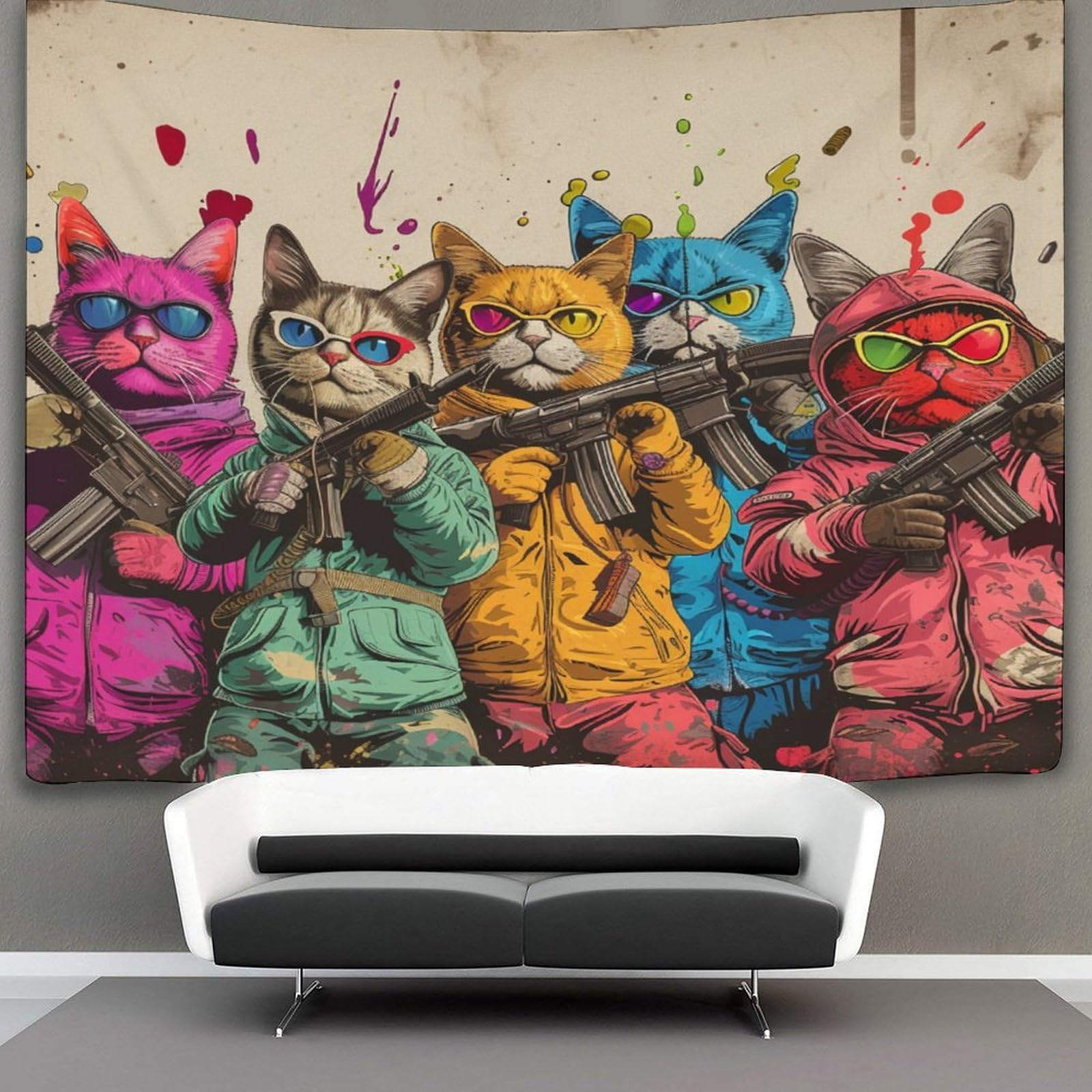 kaiyun Color Cat Decor Tapestry,Animal Wall Art Tapestries Wall Hangings for Living Room Bedroom Dorm 70cmx100cm