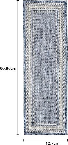 Vista 54 de Unique Loom - Colección Outdoor Border - Tapete para exteriores de borde suave - 5 pies 3 pulgadas x 8 pies, rectangular, azul/marfil azu/marfil