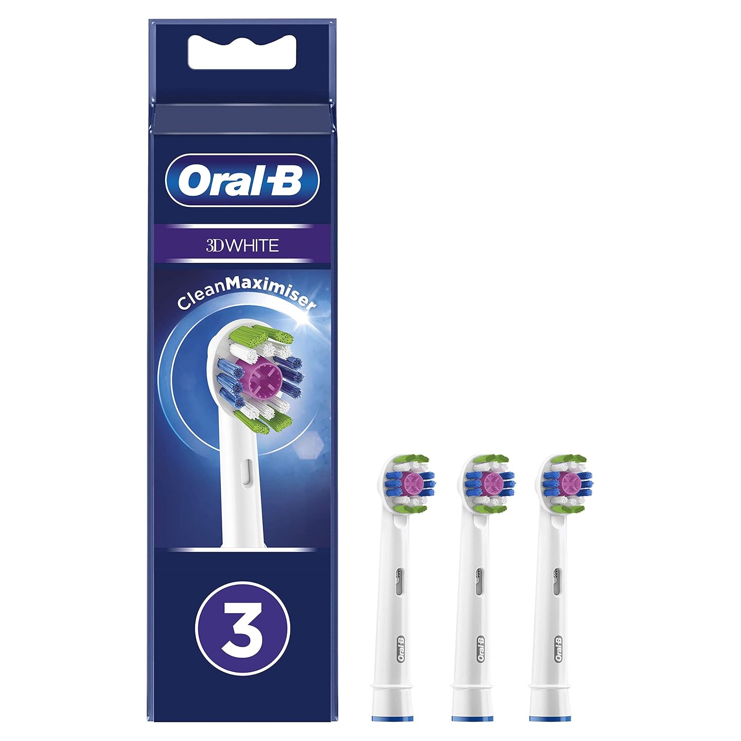 OralB Clean Maximiser Electric Toothbrush Heads, 3D White, Whitening