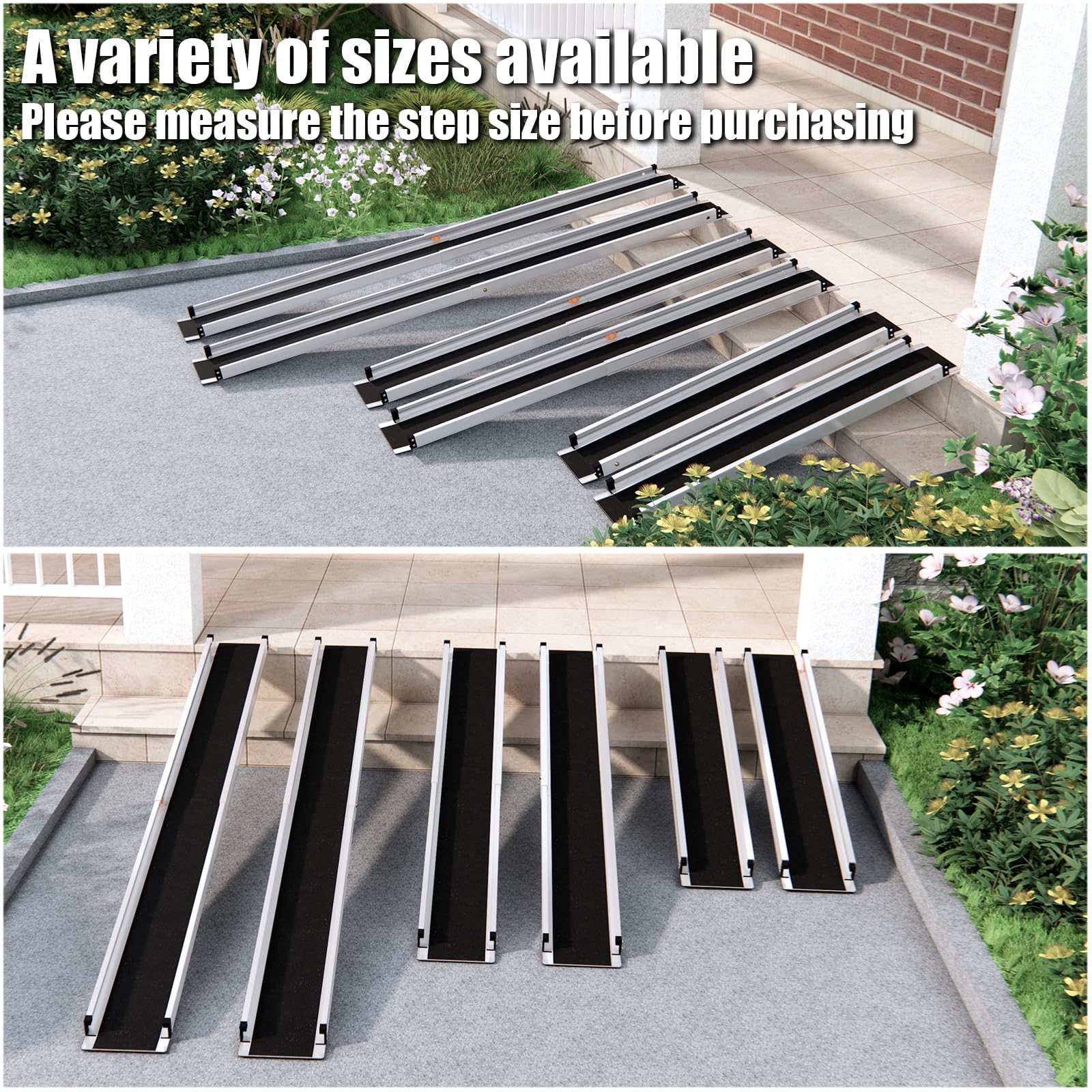 Rampa telescópica portátil de 4 pies para silla de ruedas, de aluminio, para el hogar, para discapacitados, rampa de umbral, soporta hasta 600 libras, rampa de silla de ruedas para escalones, puertas,