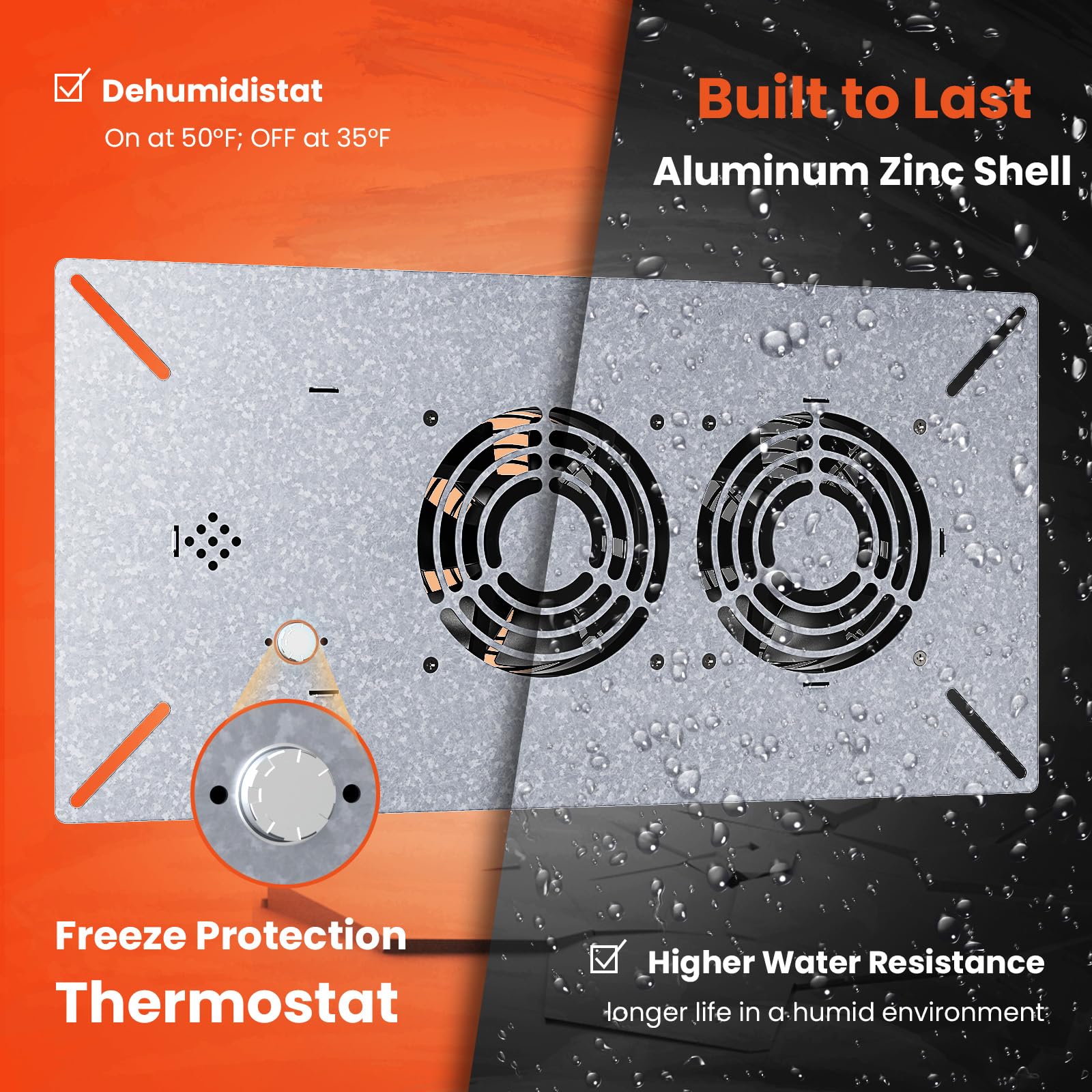 Abestorm Ventilador de ventilación Crawlspace con humidistato, ventiladores de ventilación de sótano con termostato de protección contra deshumidistato y congelación, ventilador de ventilación dual