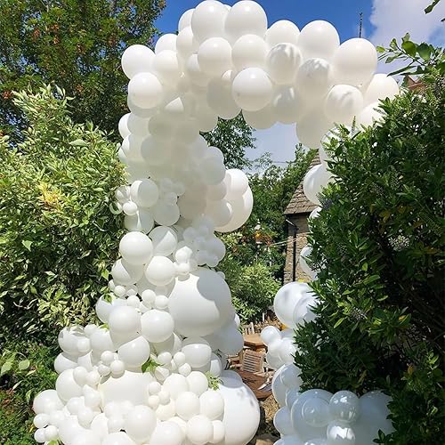 Miniatura 4 de KOMOREBI Globos blancos de 12 pulgadas, 100 globos blancos lisos de látex blancos para cumpleaños, compromiso, boda, baby shower, aniversario,