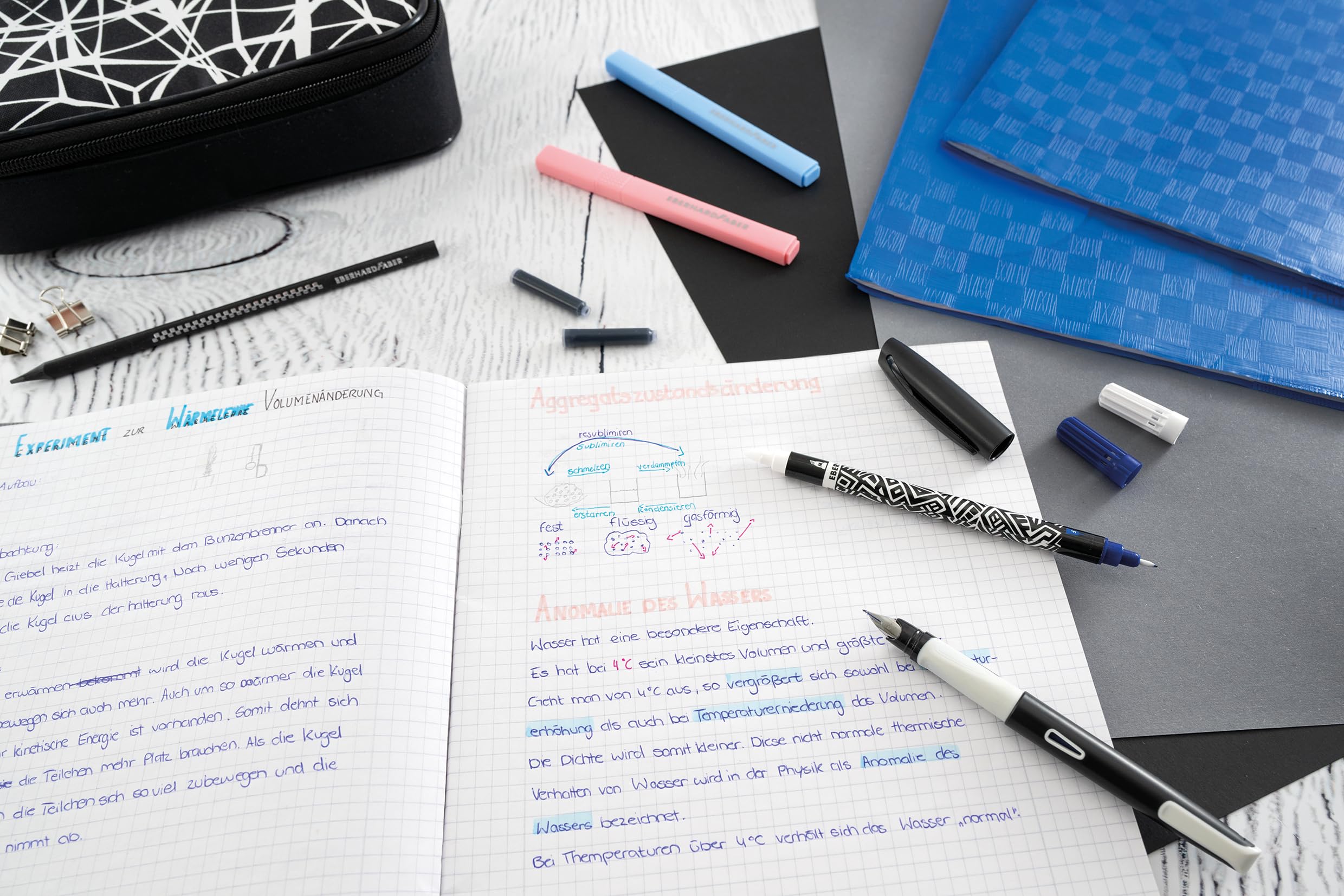 EBERHARD FABER 551001 Set da scrittura NXT-PEN bianco/nero con penna stilografica, cancellino e cartucce d'inchiostro