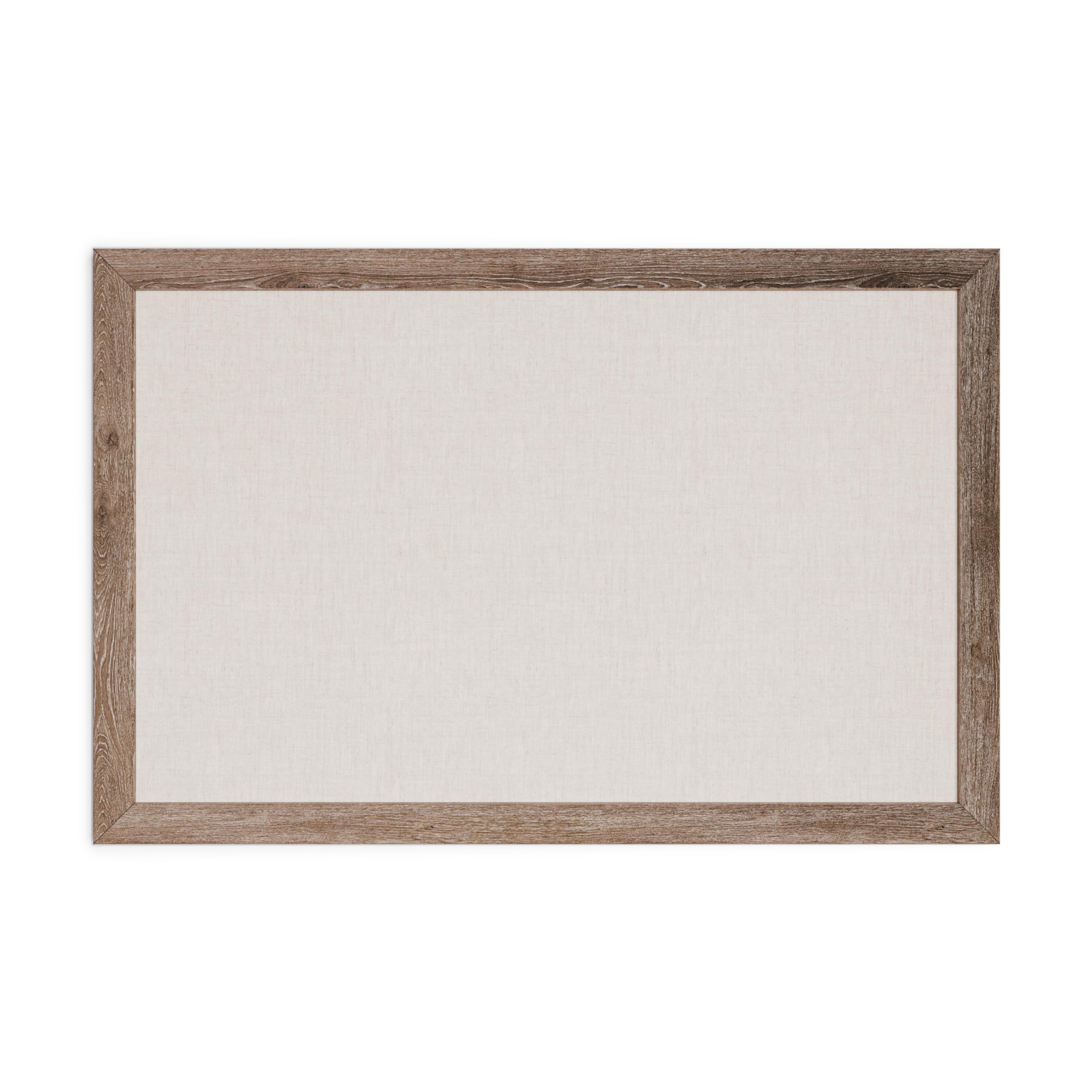 u brands linen bulletin board, 35"x23", rustic wood style frame, industrial grade pinning surface
