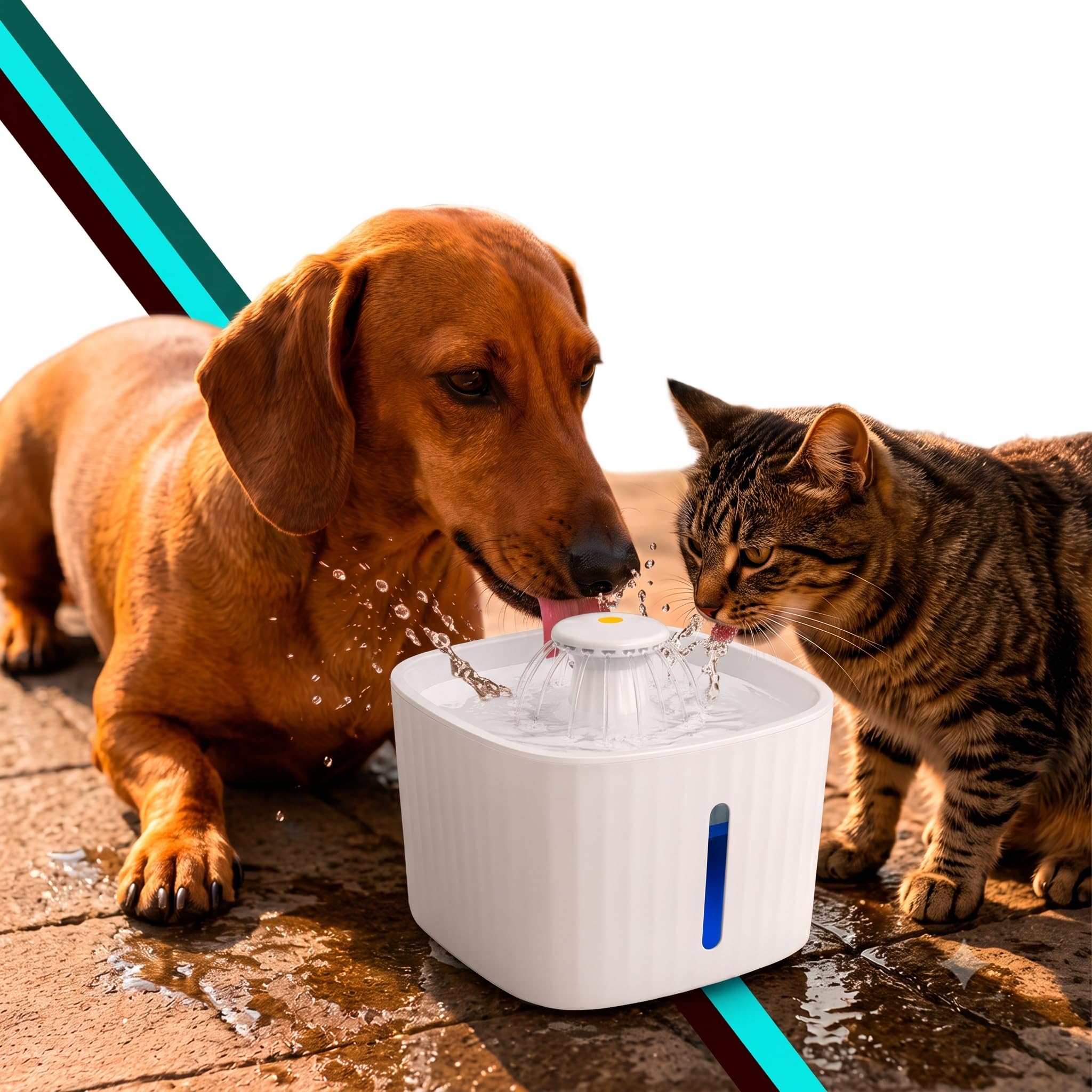 Bebedouro Pet Automático para Gatos e Cães, 3L, com Filtro Triplo, Visor LED, Luz