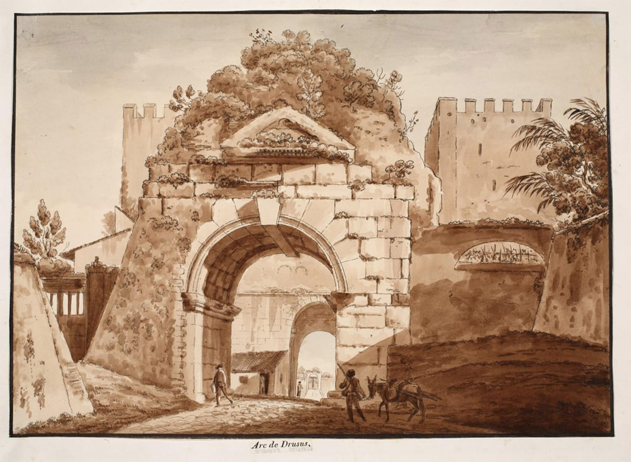 SERENDIPITP Retro Picture Poster Wall Art Pictures Painting the Arch of Drusus by Agostino Tofanelli Wall Art Canvas Print for Wall Decor 60x90cm