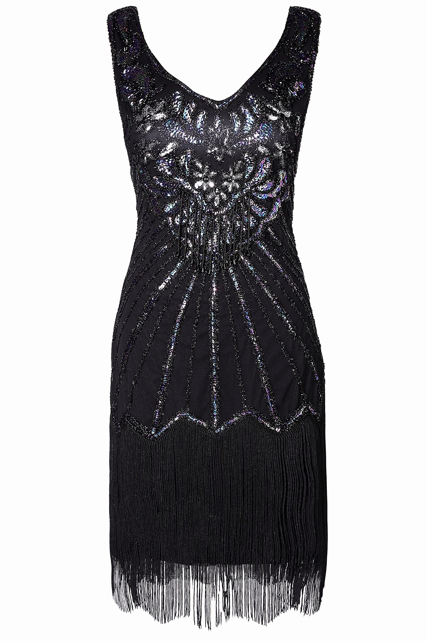 BABEYOND Vestidos Flapper Vestido con Cuello En V Clásico Mujer (Pack de 1)