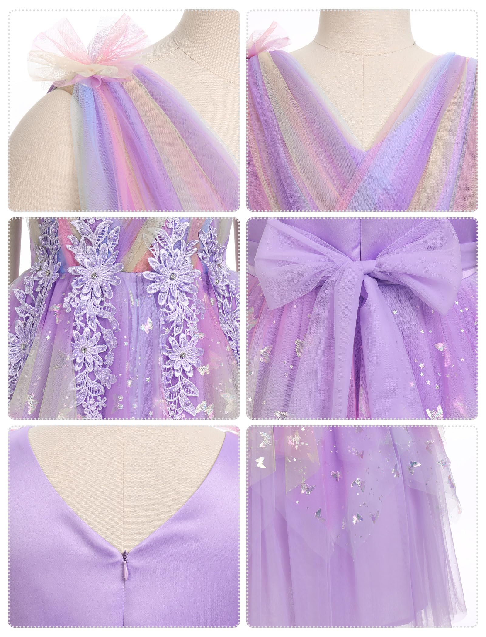 Vestido de niña de boda princesa vestido de tul vestido de fiesta de flores | Falda de tul multicapa con adorno floral y silueta elegante para bodas, cumpleaños y ocasiones especiales