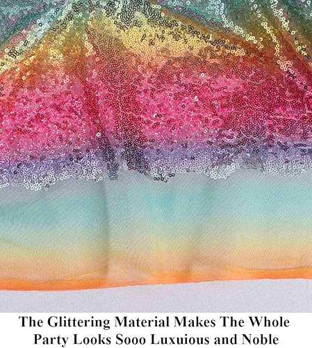 Miniatura 3 de Partisout Tela con lentejuelas de 3 pies, por yarda, tela de sirena, material brillante para DIY, fiesta, boda (2 yardas, arcoíris)