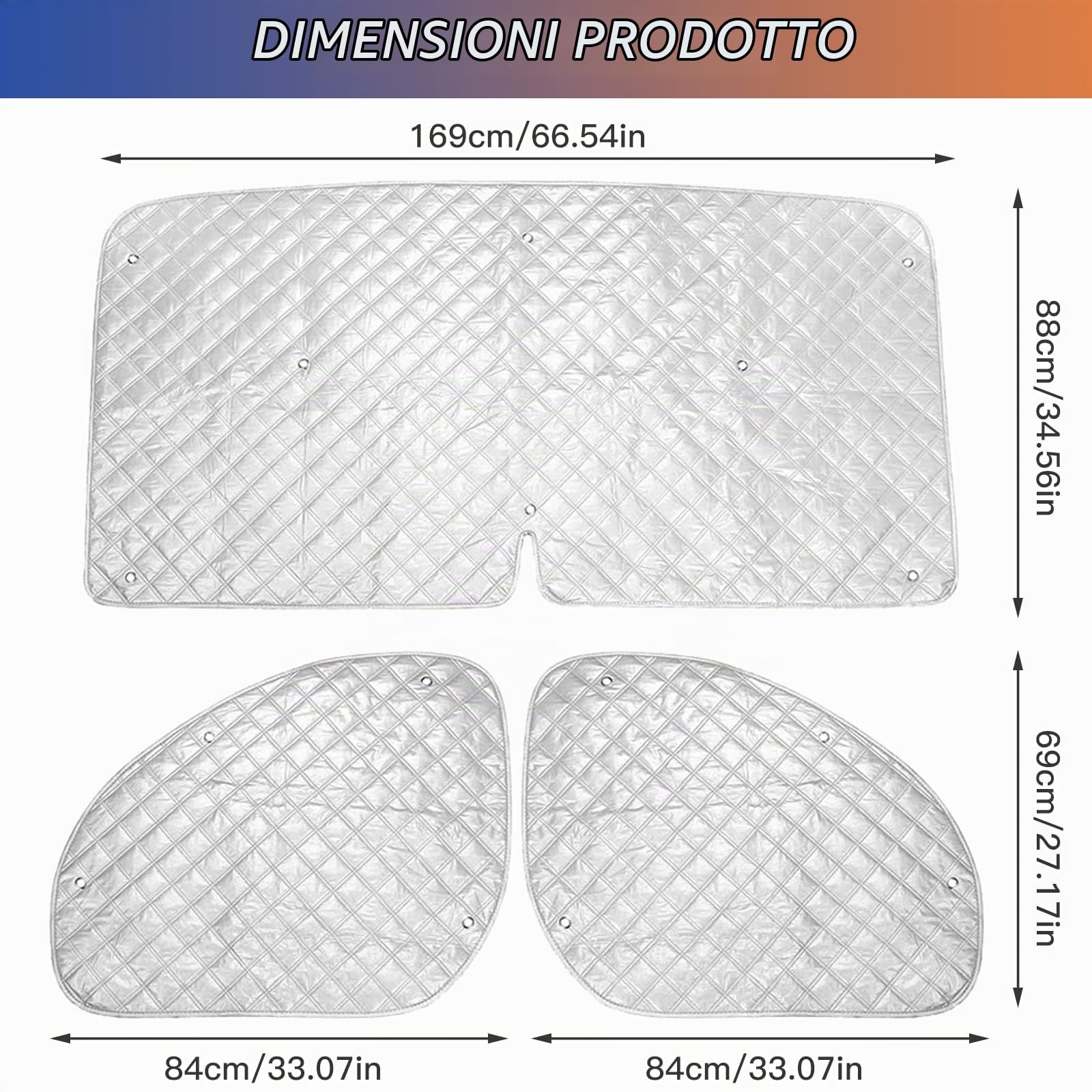 Copertura Parabrezza per Ducato2006-2021, Oscurante Termico Interno Parasole per Parabrezza ,Camper Accessori Interni(3 Pezzos)