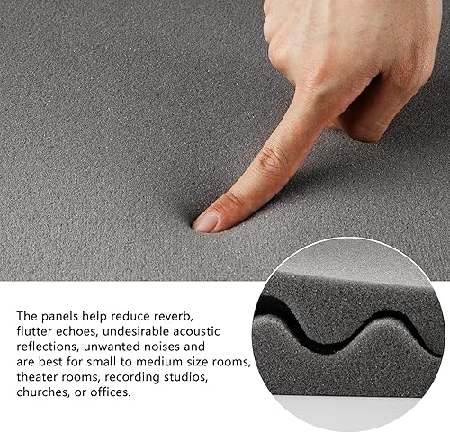 Miniatura 5 de Paneles de espuma acústica a prueba de sonido espuma absorbente insonorizada 12 piezas con adhesivo adhesivo de doble cara - Paneles de pared de