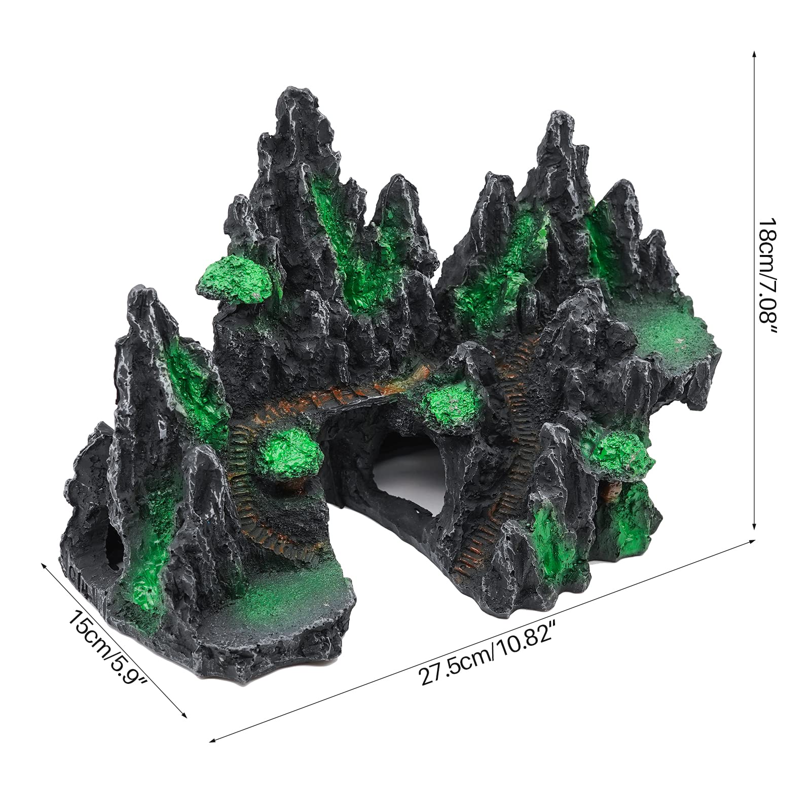 Pietre E Piante Finte Per Acquario - 2 Pietre Con Fori E 2 Piante In Plastica, Decorazione Per Pesci - Foto 5