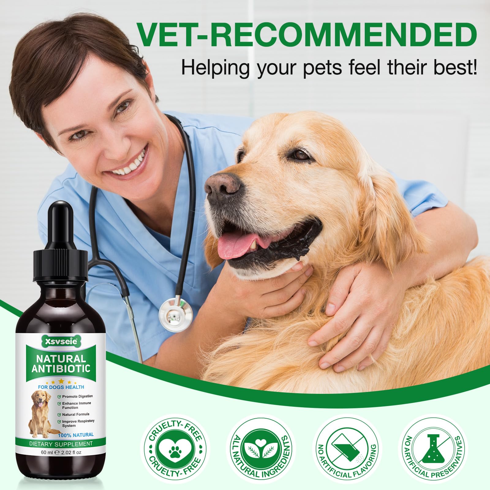 Antibiotics for Dogs 60ml Natural Antibiotics For Dogs Ear Infection Supports Dog Allergy Relief & Itch Relief - Image 4