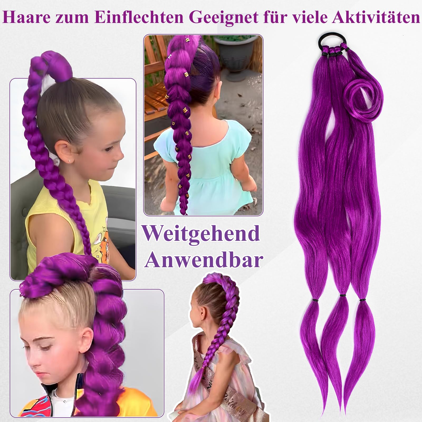 80 CM Perruque Violette Enfant, Deguisement Perruque Kpop, 31.5 Pouce Perruque Femme Costume Pour Cosplay Costumes de jeu de Rôle pour les Fêtes - 5