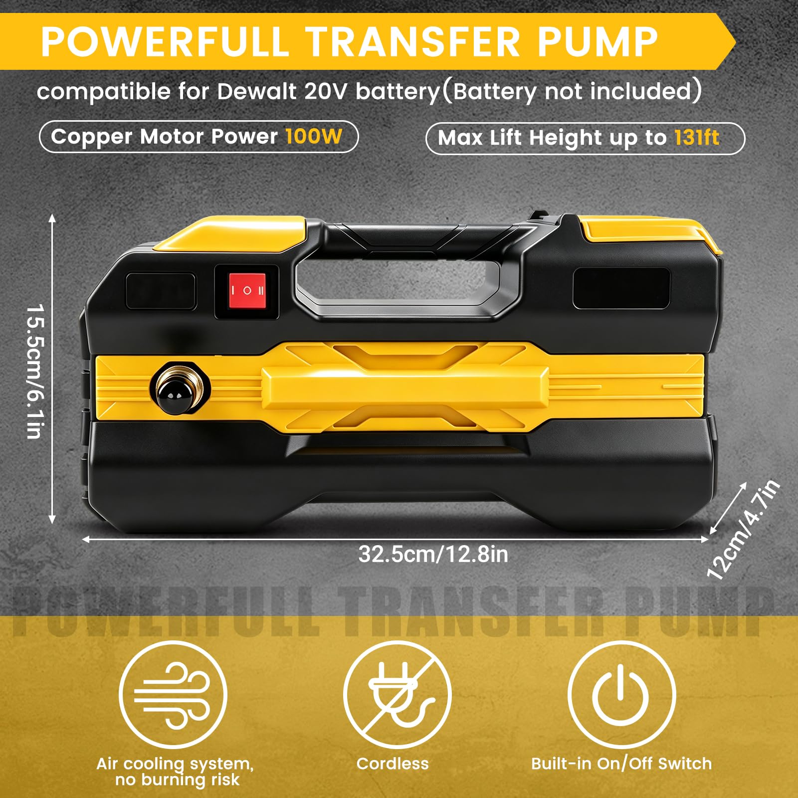 Pompe à eau, compatible avec Makita 18 V batterie | pompe auto-aspirante portable sans fil pour piscine de jardin, bassins, aquariums (outil uniquement, pas de batterie)
