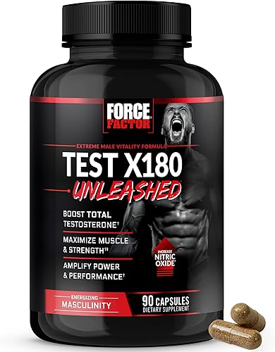 Force Factor Test X180 Suplemento de apoyo de testosterona desatada para hombres con ingredientes avanzados de vitalidad masculina para ayudar a