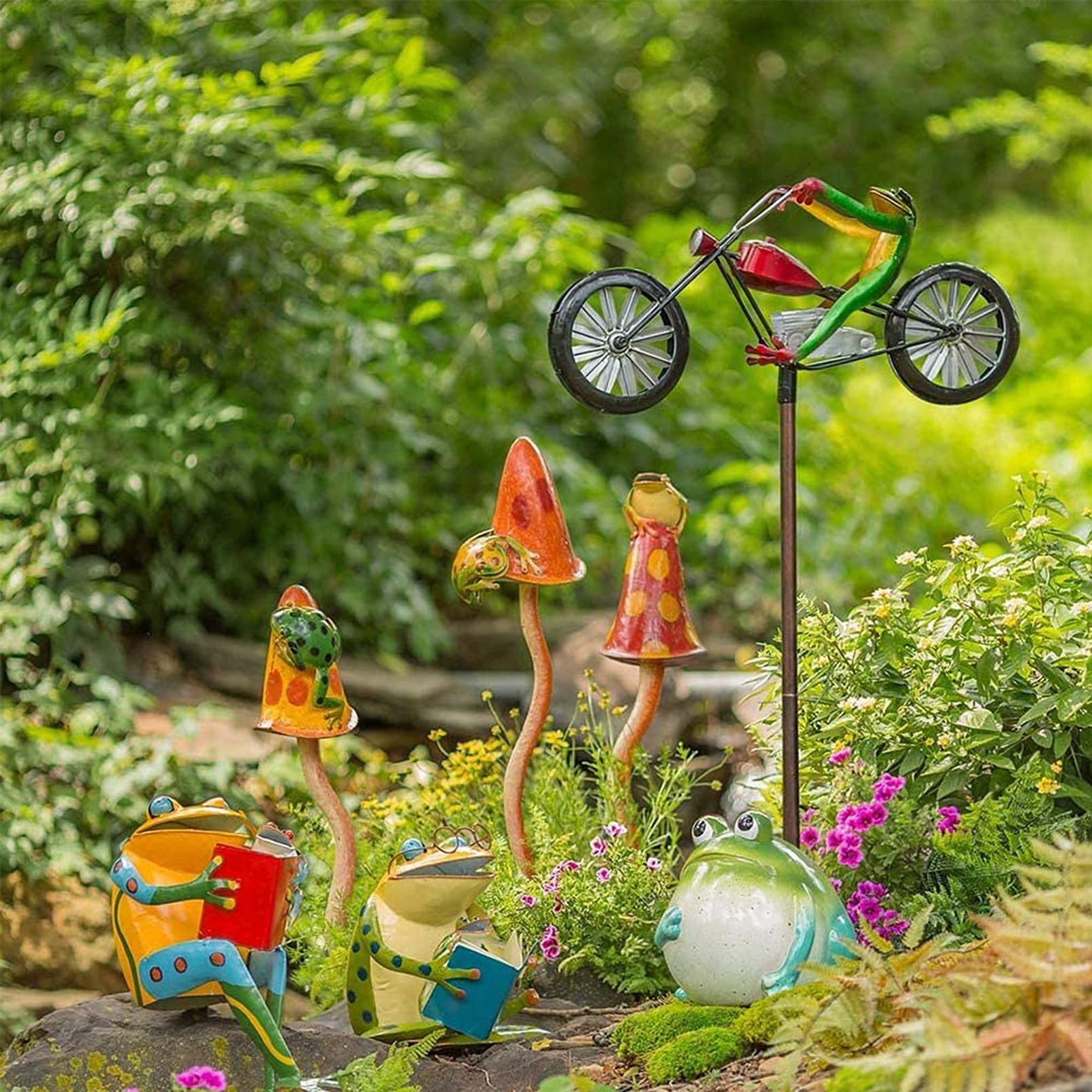 Amazon.com : YOGANHJAT Metal Cat on Motorcycle Wind Spinner Cute