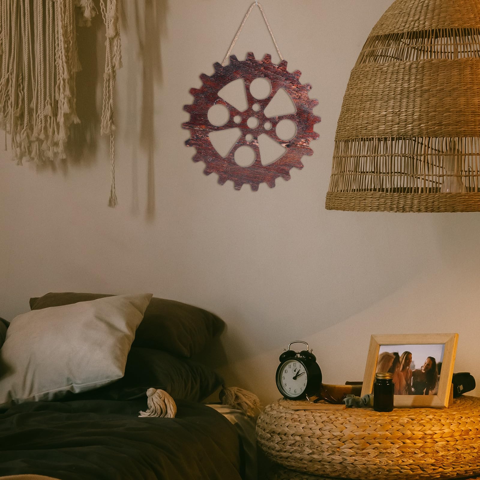 OSALADI Holzrad Wandbild 4 Stück Vintage Industrie Stil Robust für Zuhause und Wohnräume als Dekorativer Wandschmuck