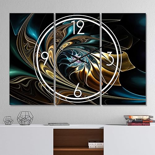 Miniatura 2 de Reloj de pared moderno 'Fractal Flower' para el hogar, dormitorio, baño, oficina, sala de estar, decoración TOP 20 12104 36x28-3 paneles