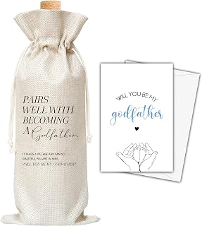 Godfather Gifts Wine Bag & Card - Proposal Gift for Baby Shower Announcement - Will You Be My Godfather
