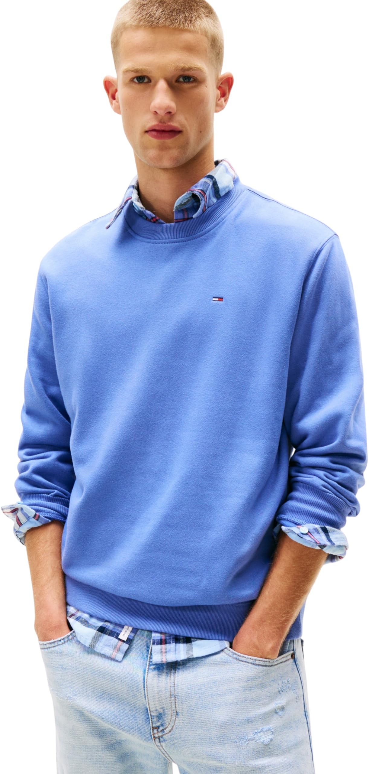 Tommy Jeans Herren Sweatshirt Regular Fit Flag Fleece Rundhalsausschnitt
