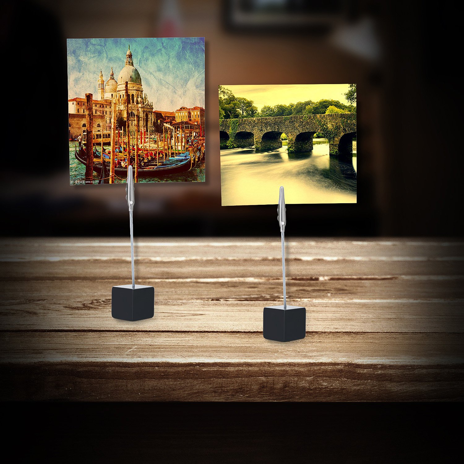 8 Kartenständer Schwarz - Memo Clip Halter Für Fotos & Notizen