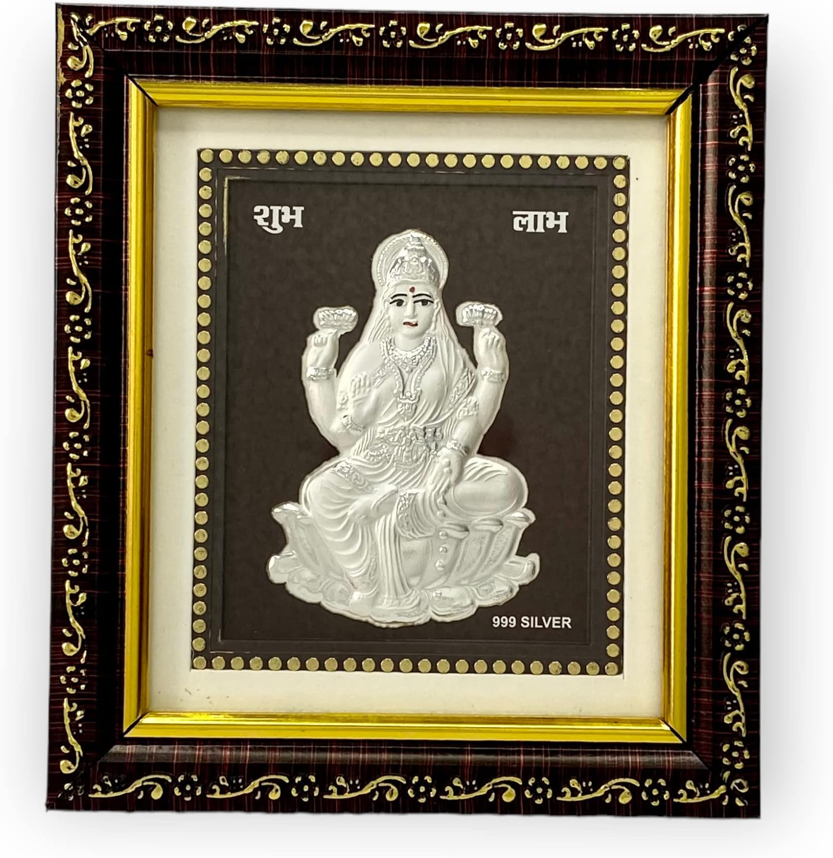 999 Pure Silver Lakshmi Square Wall Mount Frame for Gift and Home Décor (5 x 6 Inches)