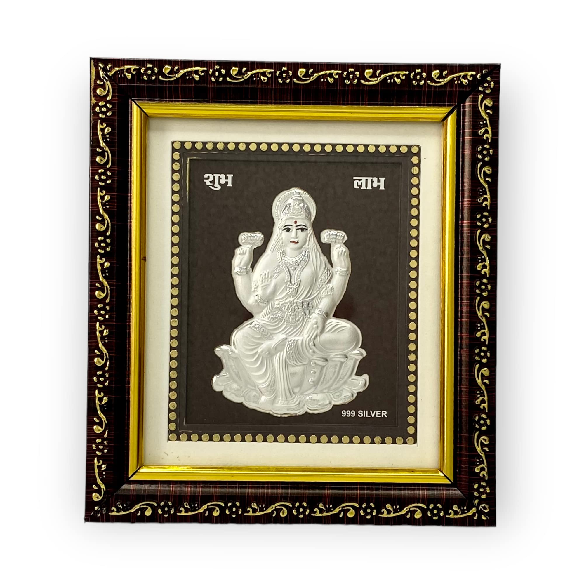 999 Pure Silver Lakshmi Square Wall Mount Frame for Gift and Home Décor (5 x 6 Inches)