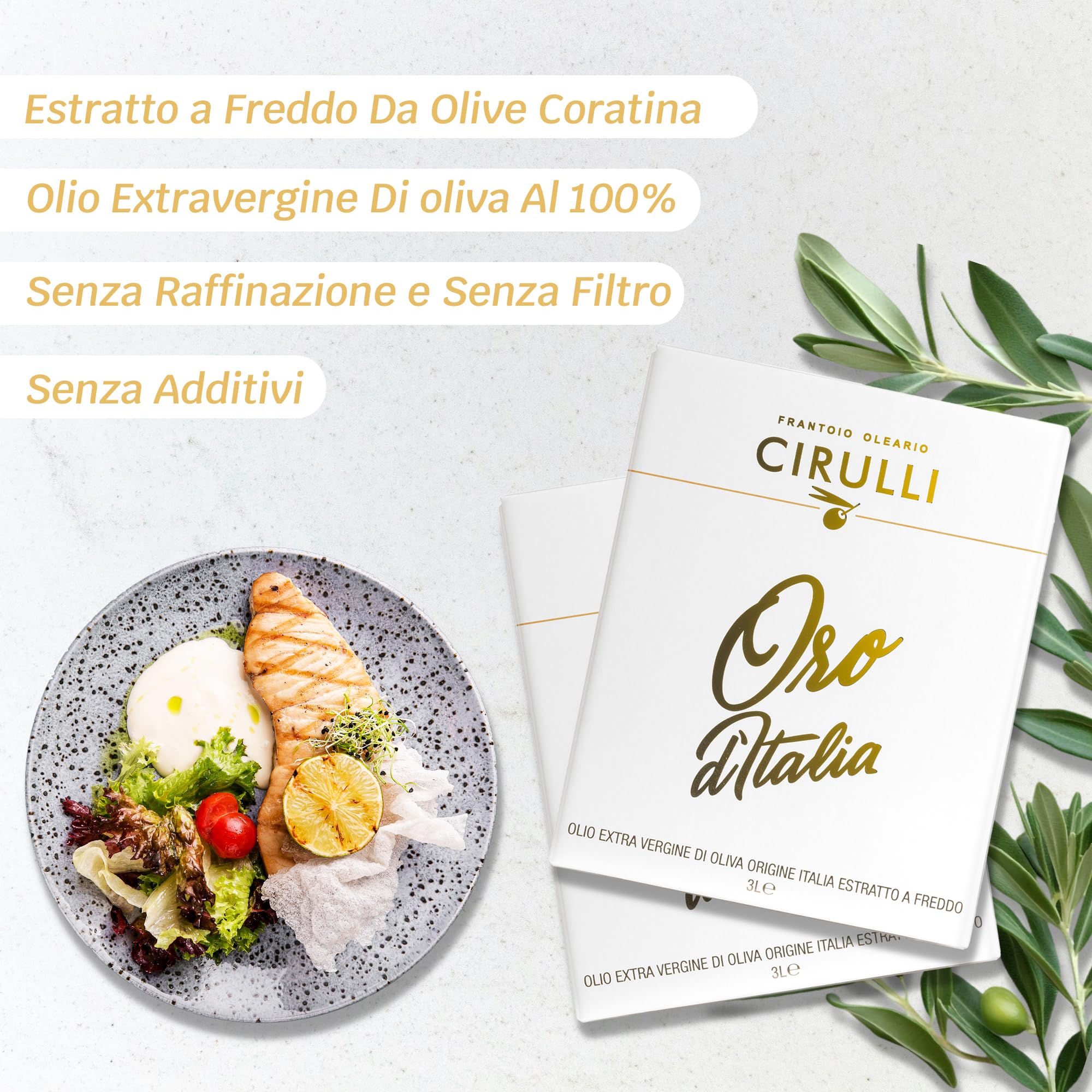Cirulli Huile d'olive extra vierge italienne extraite à froid, 2 Bag in Box EVO (2 x 3 Litres)